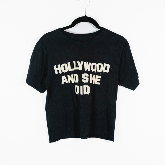 Local Authority LA Hollywood And She Did Graphic Cotton Crew Neck Tee Shirt XS - Picture 1 of 4